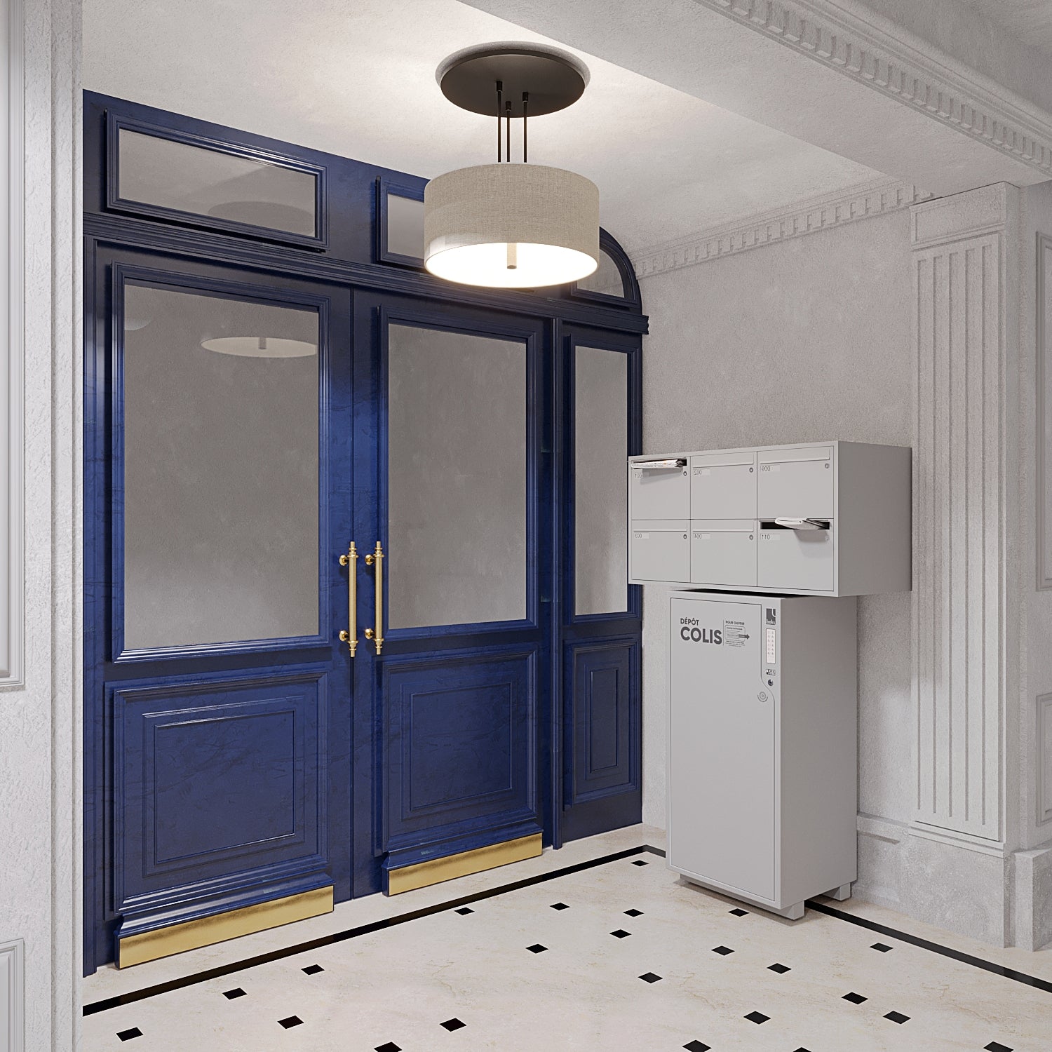 Boks HUB dans un hall d'entrée d'immeuble à Paris